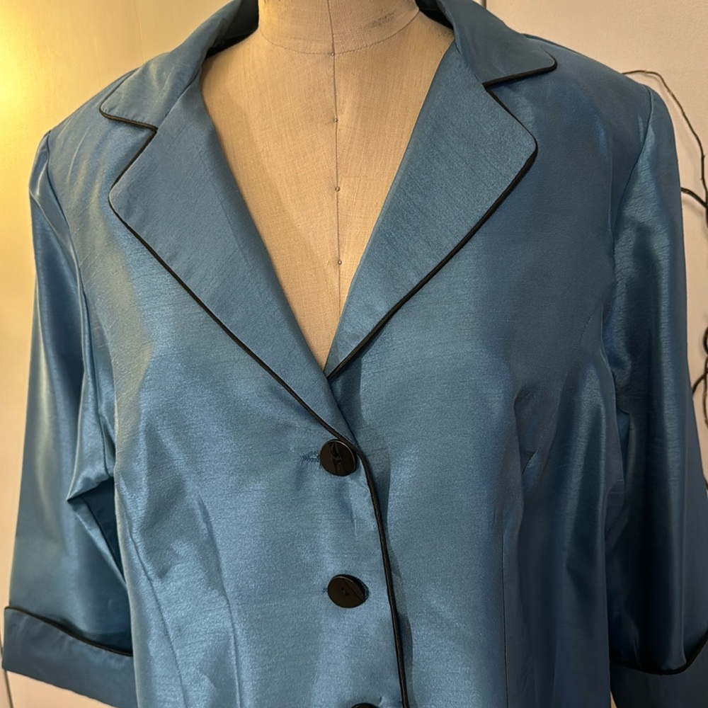 Dress barn three button blazer 3/4 sleeve in teal - Picture 2 of 6